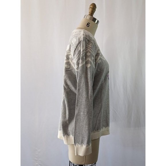 Women's Talbots Fair Isle Penguin Sweater Size XLp Petite Gray Heart Lightweight - Picture 6 of 8